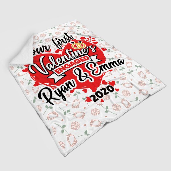 First Valentine s Engaged Personalized  Blanket - Style 2 Online