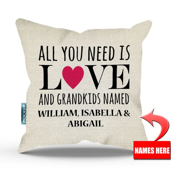All You Need is Love and Grandkids Personalized Throw Pillow Cover - 18  X 18” Discount - Image 2