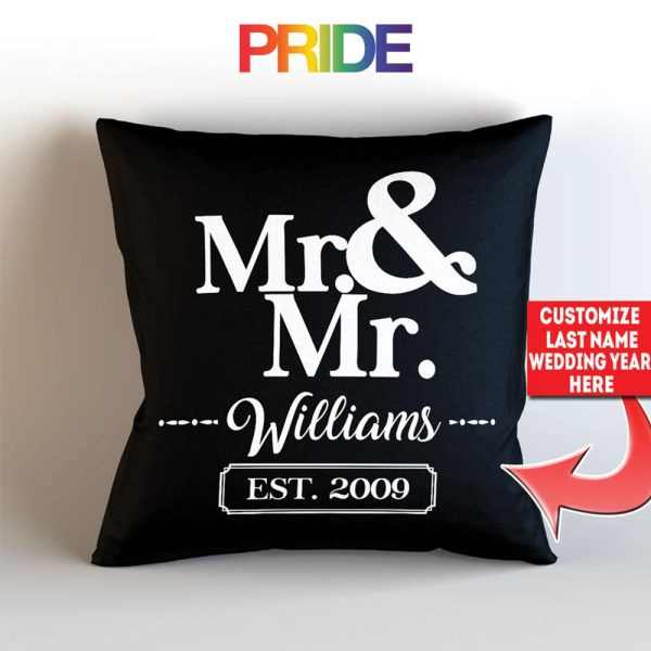 Mr and Mrs Personalized Throw Pillow Cover With Insert  – Style 3 on Sale - Image 5
