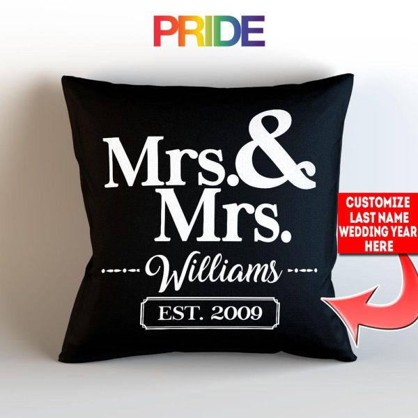 Mr and Mrs Personalized Throw Pillow Cover With Insert  – Style 3 on Sale - Image 3