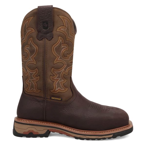 Dan Post Mens Duster Waterproof Steel Toe Dark Brown Olive Leather Work Boots Cheap - Image 3
