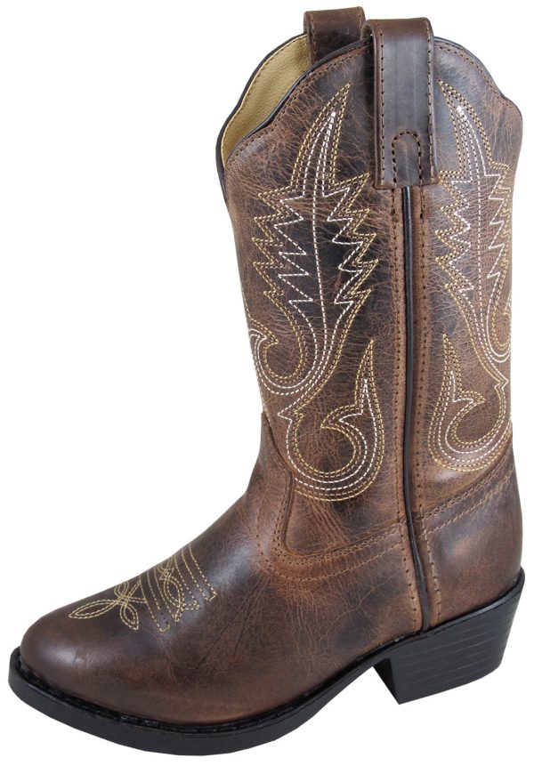Smoky Mountain Boots Youth Girls Annie Brown Waxed Leather Western 4.5 D For Discount