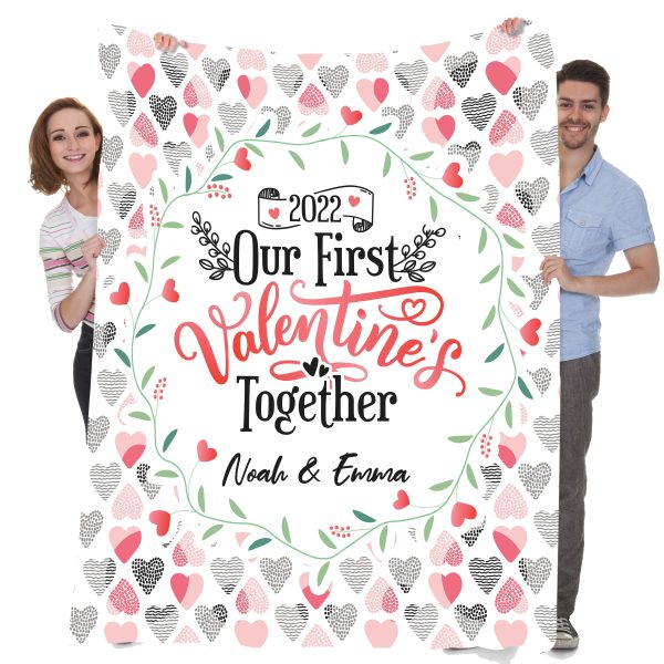 First Valentine s Together Personalized Blanket - Style 3 Fashion