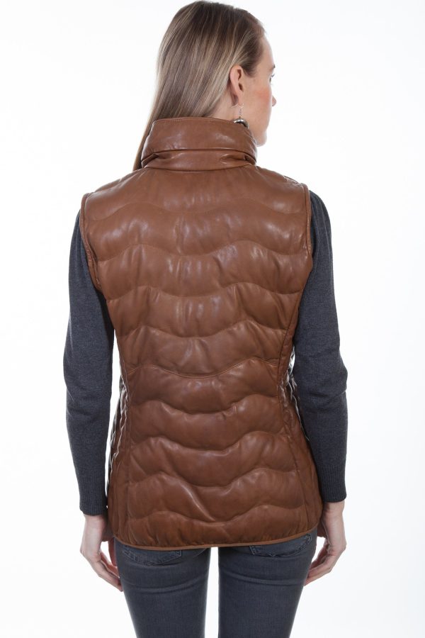 Scully Womens Cognac Soft Lamb Puffer Vest M Online now - Image 3