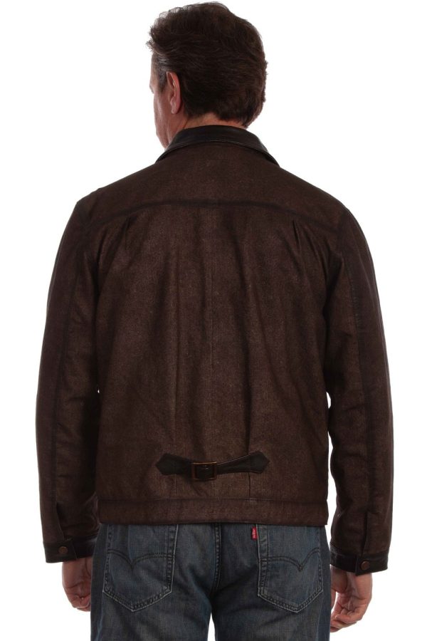 Scully Mens Button Front Brown Leather Leather Jacket Hot on Sale - Image 2