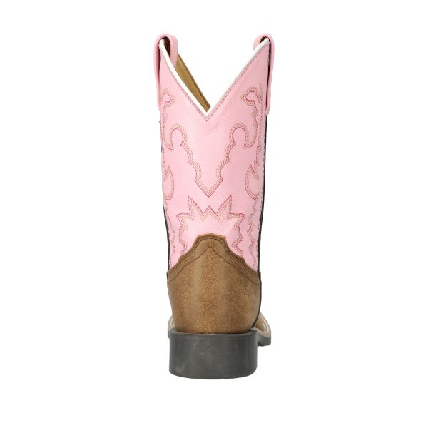 Smoky Mountain Boots Girls Addison Vintage Brown Pink Leather Cowboy Boots 12 R Online Sale - Image 2