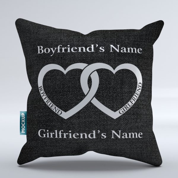 Boyfriend Girlfriend Heart - Personalized Throw Pillow Cover - 18  x 18  Cheap - Image 2