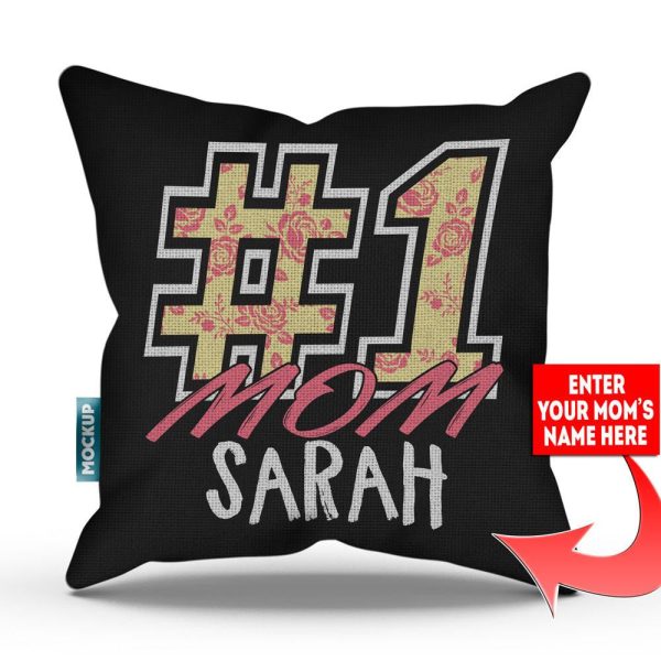 #1 Mom Personalized Throw Pillow Cover - 18  x 18” For Discount