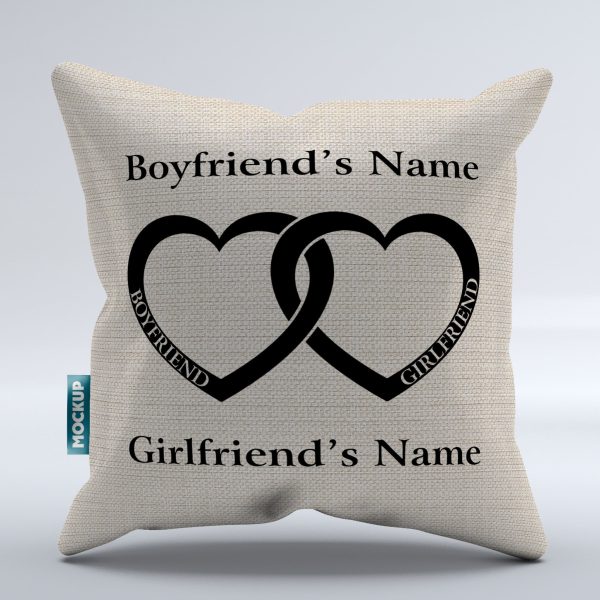 Boyfriend Girlfriend Heart - Personalized Throw Pillow Cover - 18  x 18  Cheap - Image 3
