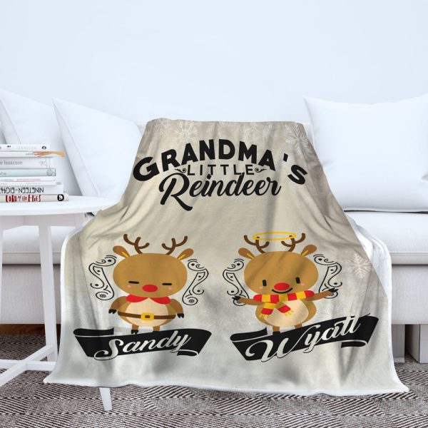 Grandma’s Little Reindeer Personalized Blanket Online now - Image 2