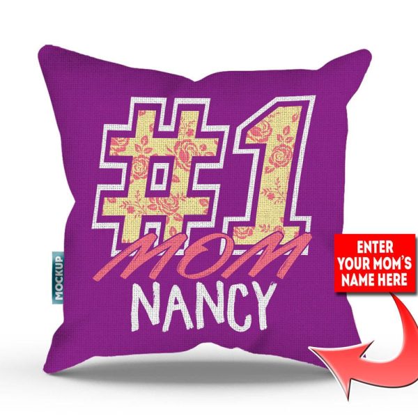 #1 Mom Personalized Throw Pillow Cover - 18  x 18” For Discount - Image 5
