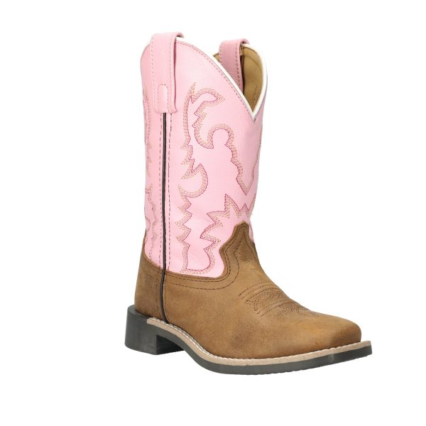 Smoky Mountain Boots Girls Addison Vintage Brown Pink Leather Cowboy Boots 12 R Online Sale - Image 5