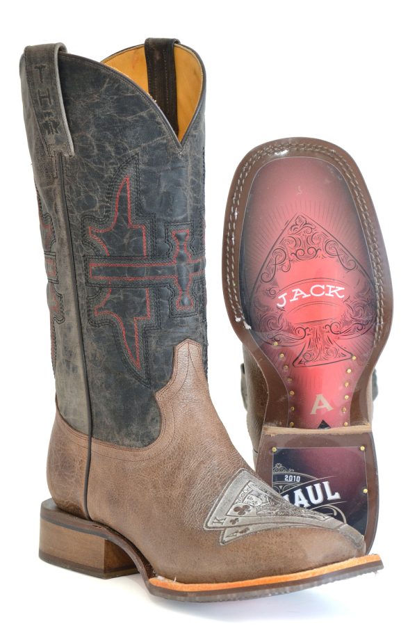 Tin Haul Mens Winning Blackjack Brown Leather Cowboy Boots 12 D Online Sale