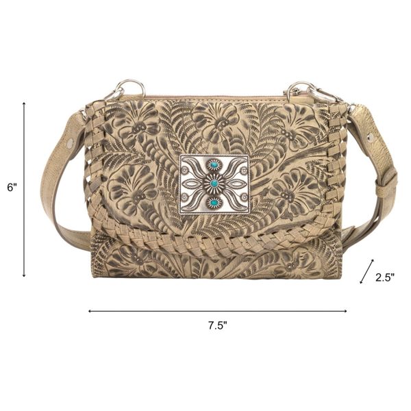 American West Womens Mohave Canyon Sand Leather Crossbody Bag OS Cheap - Image 3