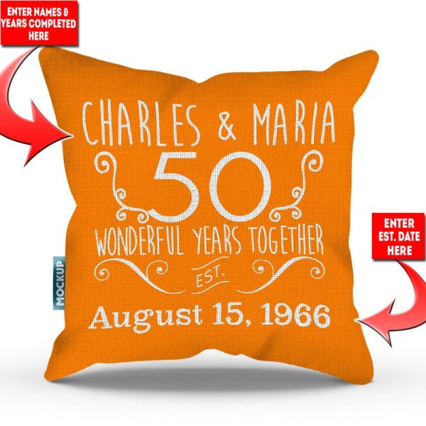 Relationship Anniversary Personalized Throw Pillow Cover - 18  x 18” For Cheap - Image 5