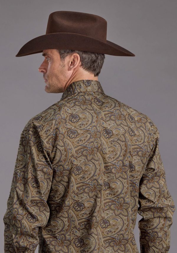 Stetson Mens San Antonio Paisley Brown 100% Cotton L S Shirt For Sale - Image 2