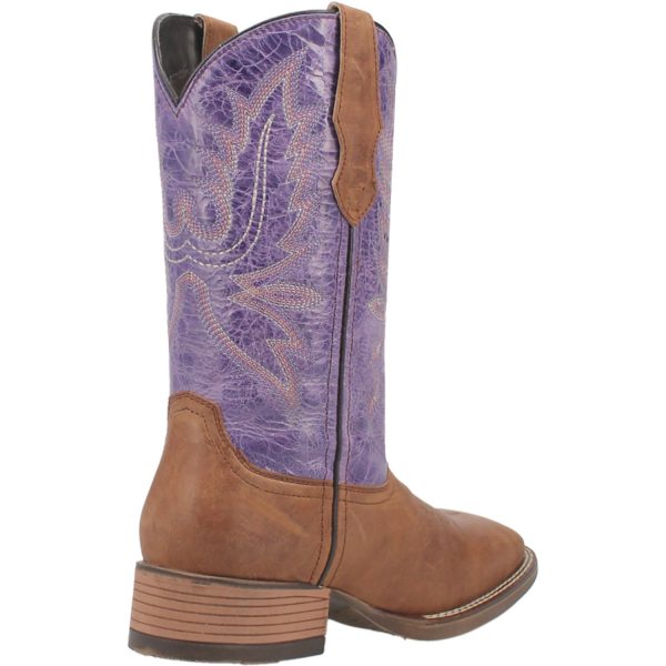 Laredo Womens Mara Tan Purple Leather Cowboy Boots 7.5 M Hot on Sale - Image 2