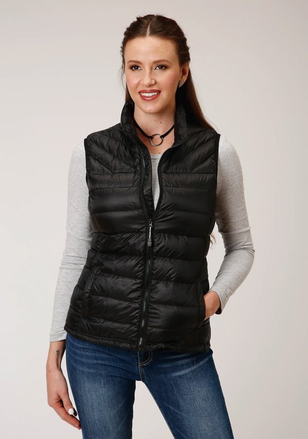 Roper Womens Parachute Down Fill Black 100% Nylon Softshell Vest Fashion
