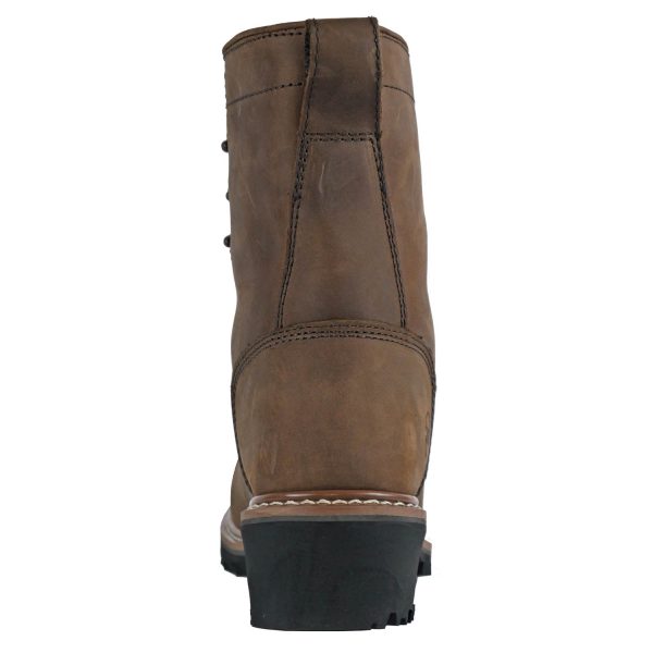 Hoss Boots Mens Cross Cut Logger Brown Leather Work Boots For Cheap - Image 3