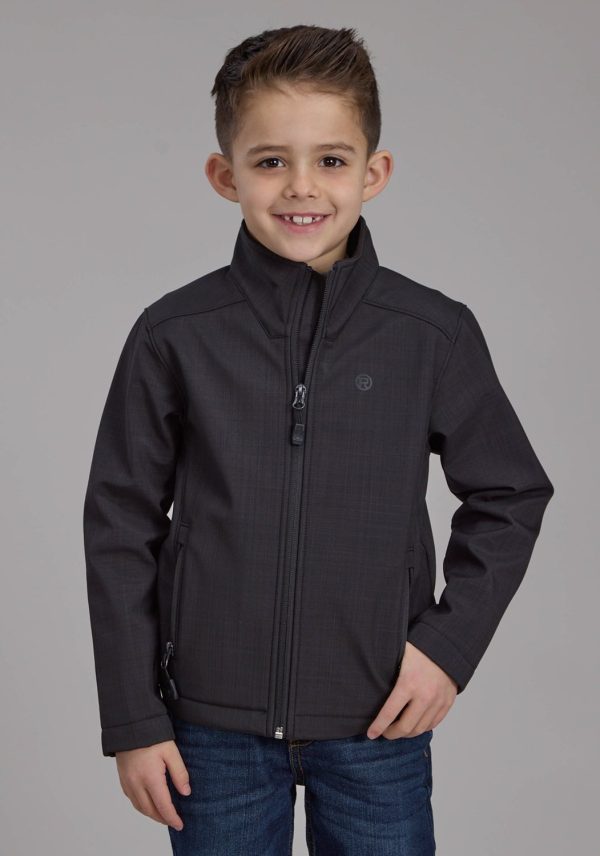 Roper Kids Boys Bonded Fleece Charcoal Heather Poly Spandex Softshell Jacket Online Hot Sale