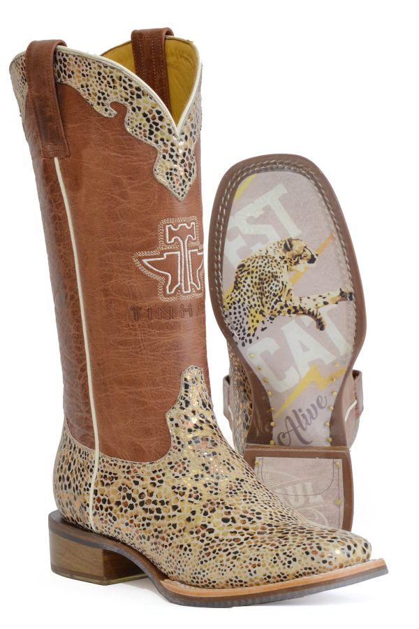 Tin Haul Womens Golden Cheetah Golden Cheetah Leather Cowboy Boots 10 Discount