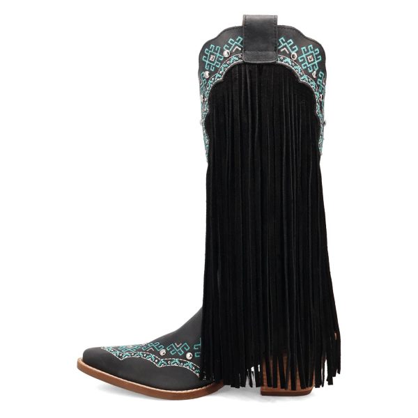 Dingo Womens Tequila Sunrise Black Suede Cowboy Boots Online now - Image 4
