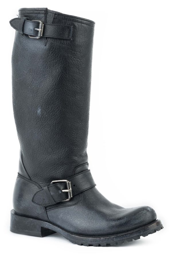 Stetson Womens Streetwise Black Leather Motorcycle Boots Sale