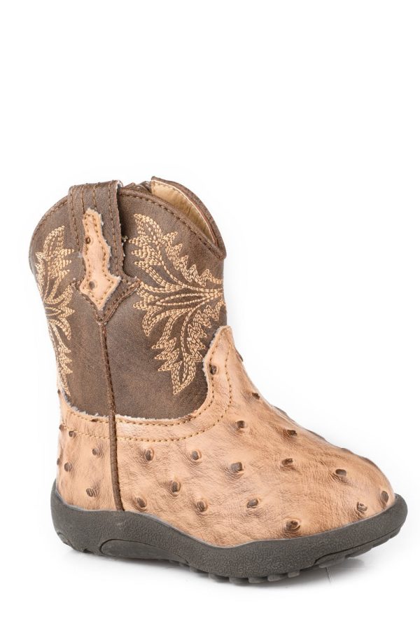 Roper Infant Boys Cowbabies Jed Tan Faux Leather Cowboy Boots For Sale
