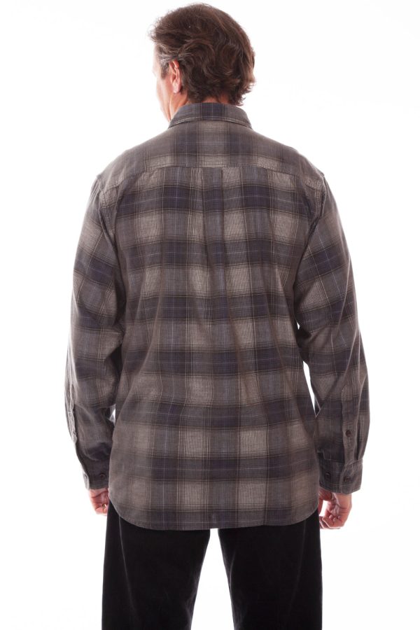 Scully Mens Charcoal Navy 100% Cotton Corduroy Plaid L S Shirt Supply - Image 2