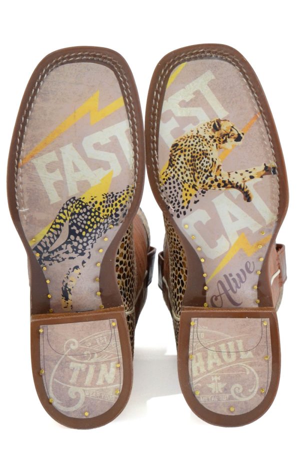 Tin Haul Womens Golden Cheetah Golden Cheetah Leather Cowboy Boots 10 Discount - Image 2