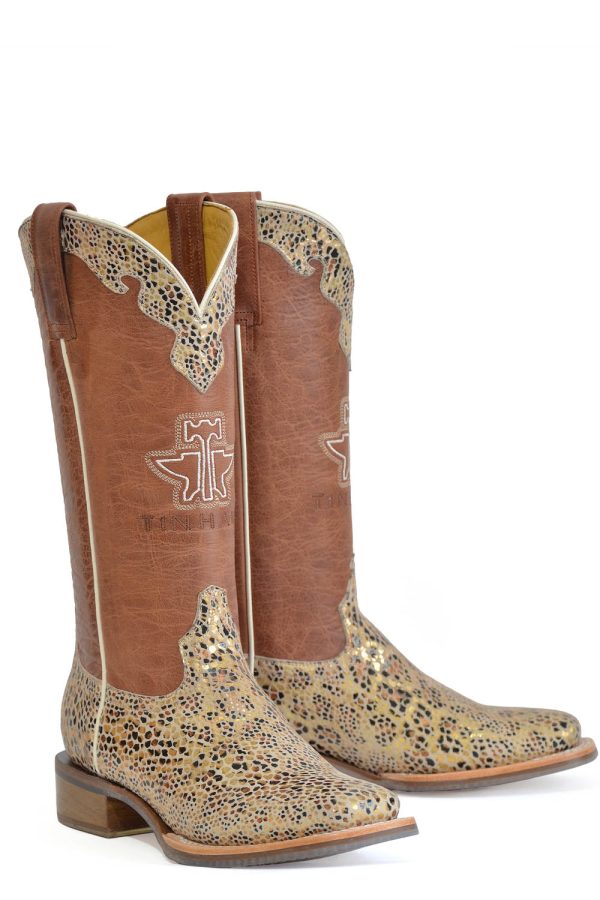 Tin Haul Womens Golden Cheetah Golden Cheetah Leather Cowboy Boots 10 Discount - Image 3