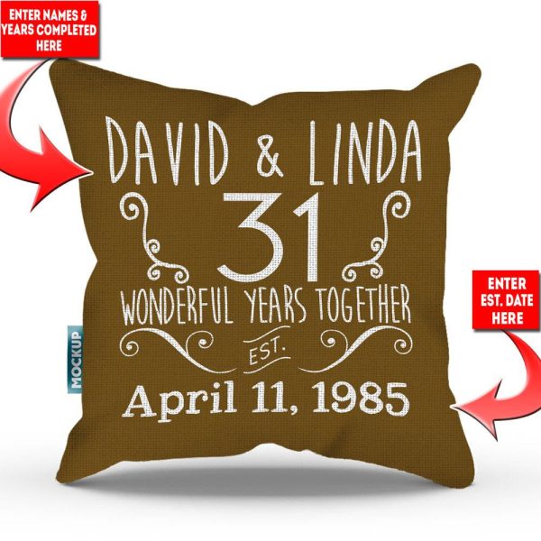 Relationship Anniversary Personalized Throw Pillow Cover - 18  x 18” For Cheap - Image 3