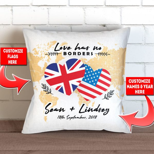 Love Has No Borders Personalized Throw Pillow Cover - 18  X 18” Discount - Image 2