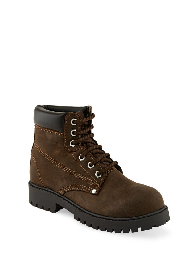 Old West Brown Children Boys Leather Work Boots 2.5D Discount