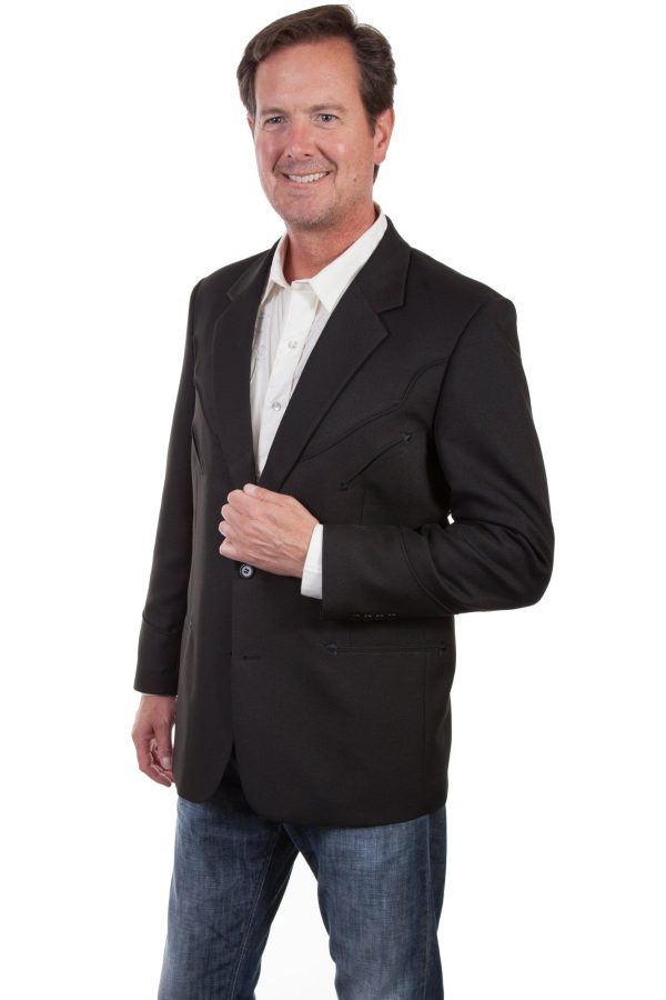 Scully Mens Black Polyester Western Blazer 36 Online - Image 2