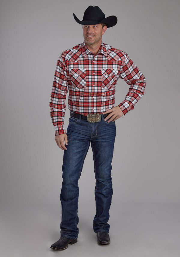 Roper Mens Unlined Flannel Orange 100% Cotton L S Shirt Online Hot Sale - Image 2