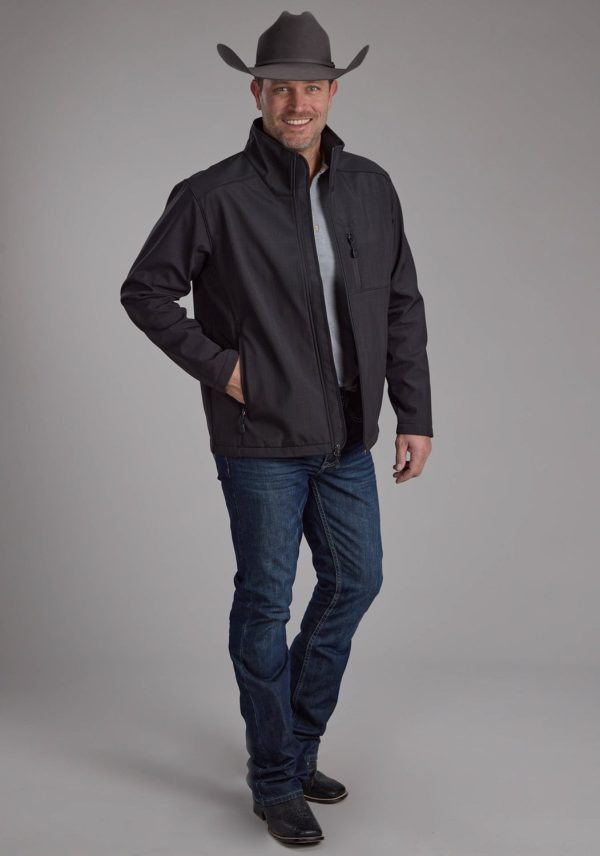 Roper Mens Technical Zip Charcoal Polyester Softshell Jacket Fashion - Image 2