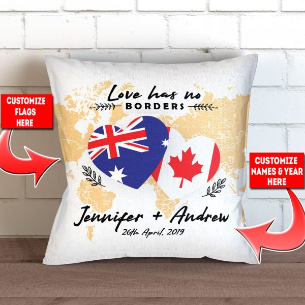 Love Has No Borders Personalized Throw Pillow Cover - 18  X 18” Discount - Image 3