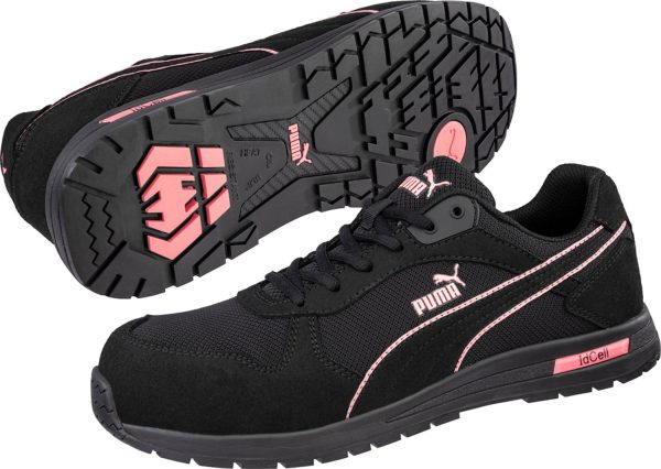 Puma Safety Womens Frontside Low Black Pink Mesh EH SR Work Shoes For Sale - Image 3