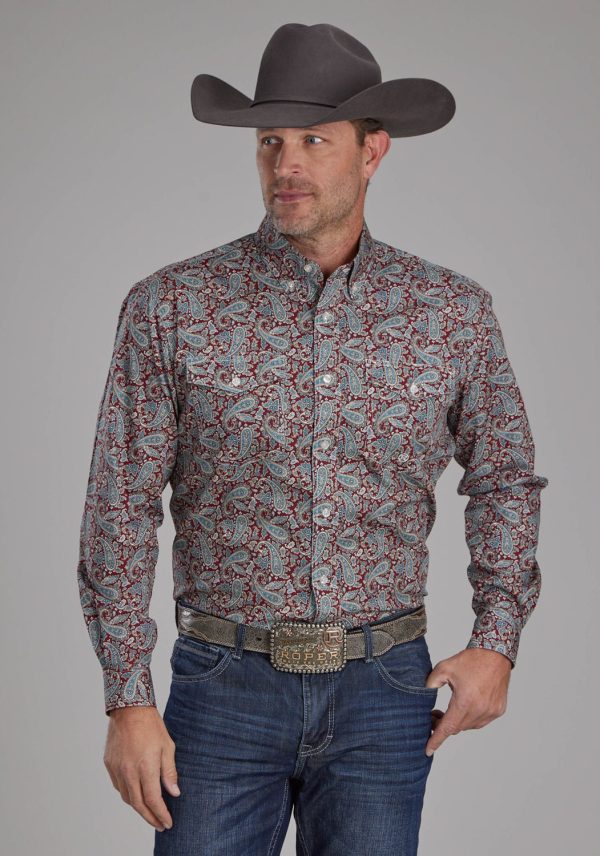 Roper Mens Orchard Paisley Multi-Color 100% Cotton Btn L S Shirt Hot on Sale