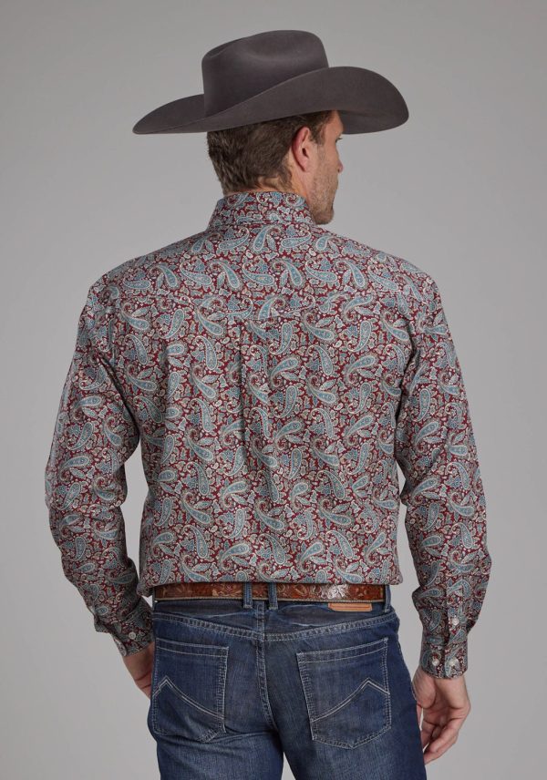 Roper Mens Orchard Paisley Multi-Color 100% Cotton Btn L S Shirt Hot on Sale - Image 2
