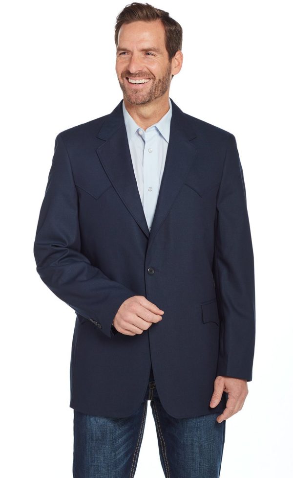 Circle S Mens Navy Polyester Plano Western Sport Coat 38 R For Cheap