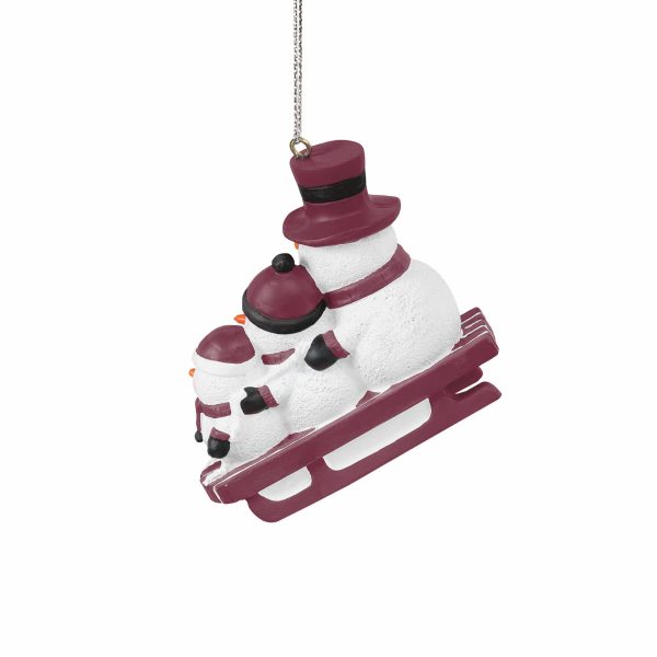 Mississippi State Bulldogs NCAA Sledding Snowmen Ornament Hot on Sale - Image 3