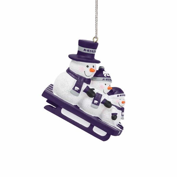 Kansas State Wildcats NCAA Sledding Snowmen Ornament For Cheap - Image 2