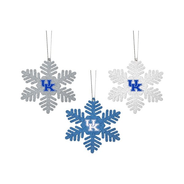 Kentucky Wildcats NCAA 3 Pack Metal Glitter Snowflake Ornament Online Sale