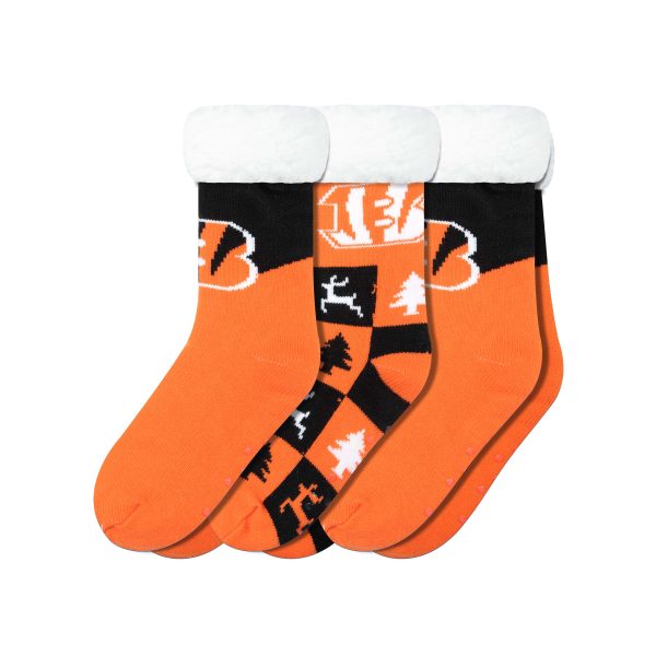 Cincinnati Bengals NFL Womens Fan Footy 3 Pack Slipper Socks For Cheap