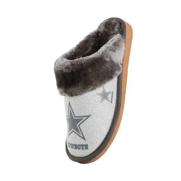 Dallas Cowboys NFL Womens Glitter Open Back Fur Moccasin Slippers Online - Image 3