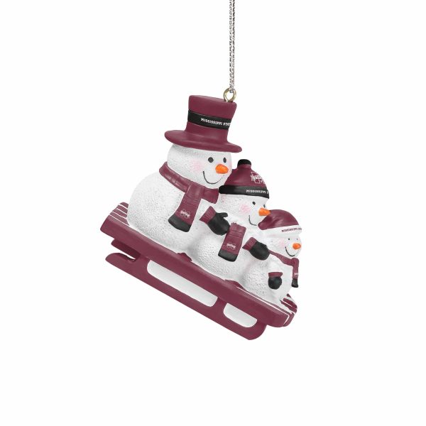Mississippi State Bulldogs NCAA Sledding Snowmen Ornament Hot on Sale - Image 2