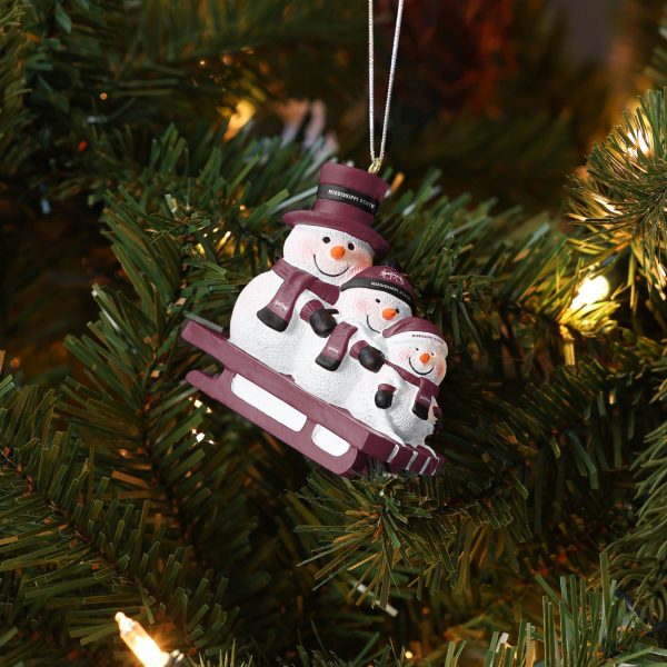 Mississippi State Bulldogs NCAA Sledding Snowmen Ornament Hot on Sale - Image 4