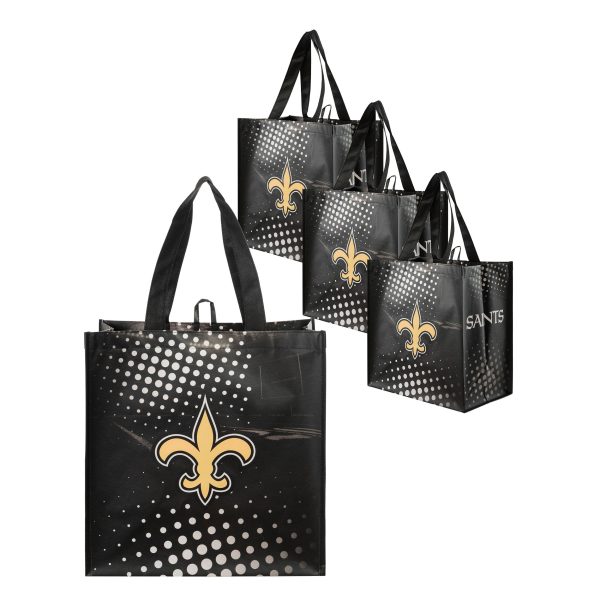 New Orleans Saints NFL 4 Pack Reusable Shopping Bags Online Hot Sale - Image 2